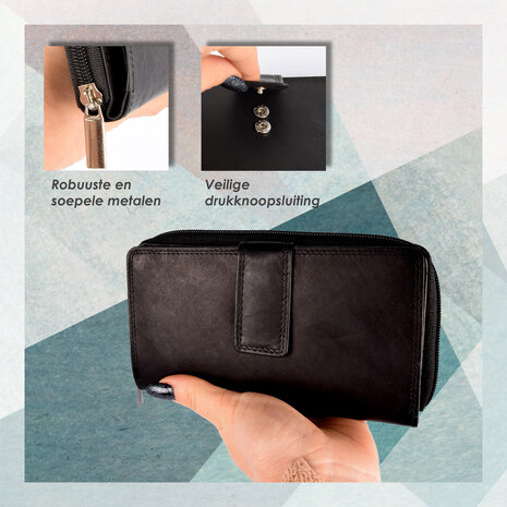 Discountershop Classic Black Leather Wallet Set - Genuine Leather - 250g - Dimensions: 17cm x 2.5cm x 10.5cm - Double Set Discountershop Classic Black Leather Wallet Set - Genuine Leather - 250g - Dimensions: 17cm x 2.5cm x 10.5cm - Double Set