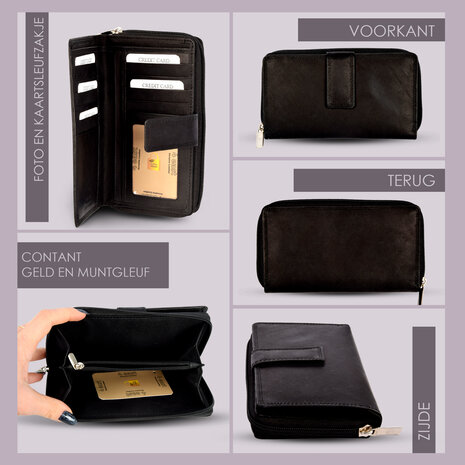 Discountershop Classic Black Leather Wallet Set - Genuine Leather - 250g - Dimensions: 17cm x 2.5cm x 10.5cm - Double Set Discountershop Classic Black Leather Wallet Set - Genuine Leather - 250g - Dimensions: 17cm x 2.5cm x 10.5cm - Double Set