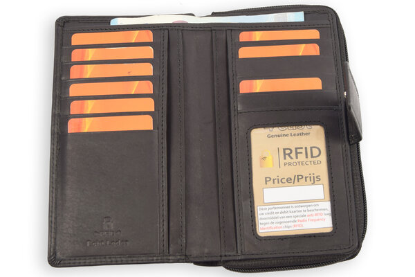 Discountershop Classic Black Leather Wallet Set - Genuine Leather - 250g - Dimensions: 17cm x 2.5cm x 10.5cm - Double Set Discountershop Classic Black Leather Wallet Set - Genuine Leather - 250g - Dimensions: 17cm x 2.5cm x 10.5cm - Double Set