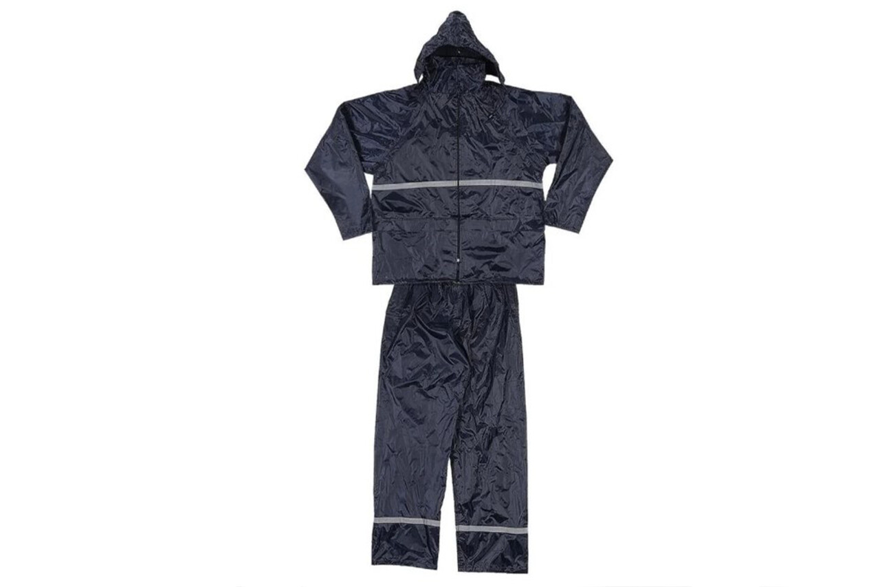 Discountershop Rain Suit Large- Blue - Including Pants & Jacket Hood - Lightweight Rainwear for Cycling, Hiking