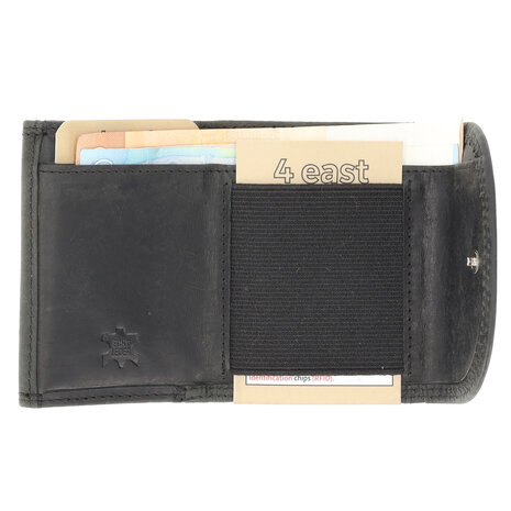 4 East Dubbele Overslag Kleine Portemonnee | Unisex - RFID Anti Skim | Portefeuille Kleingeld | 2 Pasjeshouder, Muntvak & Biljetvak | 9x7x2cm - Zwart 4 East Dubbele Overslag Kleine Portemonnee | Unisex - RFID Anti Skim | Portefeuille Kleingeld | 2 Pasjeshouder, Muntvak & Biljetvak | 9x7x2cm - Zwart