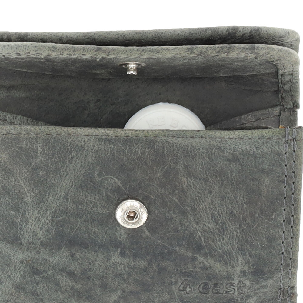 4 East Double Flap Unisex Leather Wallet | Mini Wallet with RFID | 2 Credit Card Slots, Bill Compartment and Coin Pocket | Two-Fold Grey – 9x7x2cm 4 East Double Flap Unisex Leather Wallet | Mini Wallet with RFID | 2 Credit Card Slots, Bill Compartment and Coin Pocket | Two-Fold Grey – 9x7x2cm
