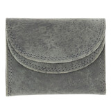 4 East Double Flap Unisex Leather Wallet | Mini Wallet with RFID | 2 Credit Card Slots, Bill Compartment and Coin Pocket | Two-Fold Grey – 9x7x2cm