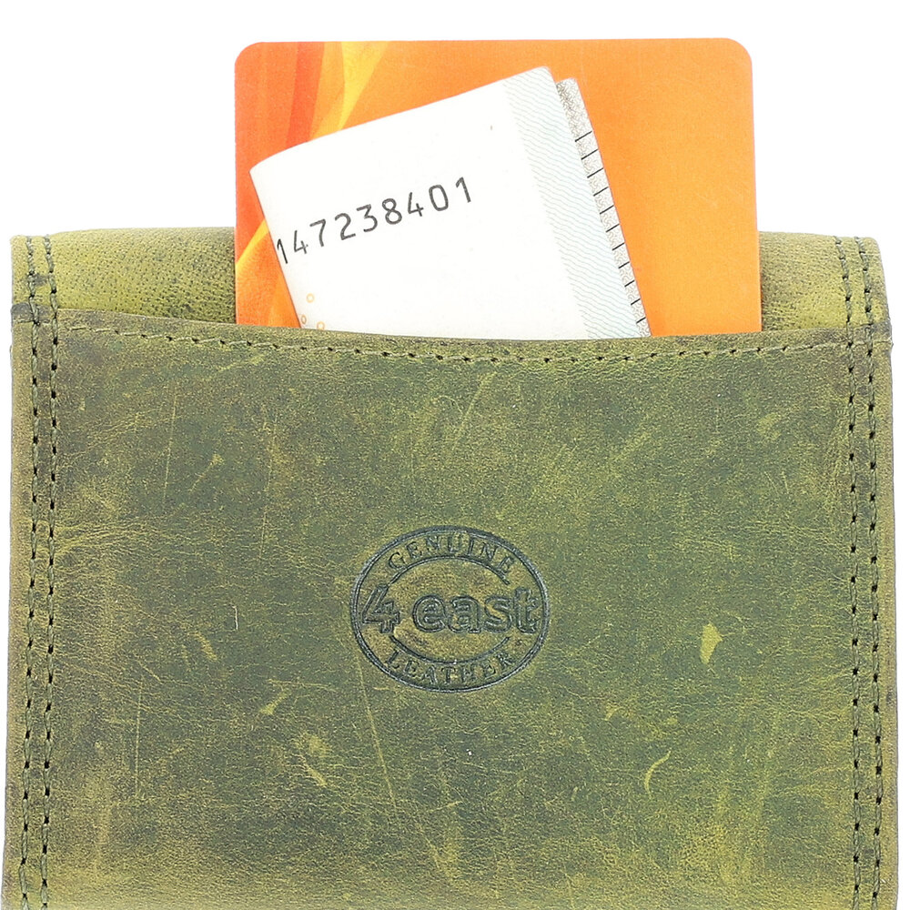 4 East Mini Leather Wallet with Double Flap | Unisex Wallet with RFID | 2 Credit Card Slots, Bill Compartment and Coin Pocket | Two-Fold Olive - Genuine Leather - 9x7x2cm 4 East Mini Leather Wallet with Double Flap | Unisex Wallet with RFID | 2 Credit Card Slots, Bill Compartment and Coin Pocket | Two-Fold Olive - Genuine Leather - 9x7x2cm