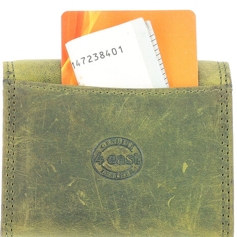 4 East Mini Leather Wallet with Double Flap | Unisex Wallet with RFID | 2 Credit Card Slots, Bill Compartment and Coin Pocket | Two-Fold Olive - Genuine Leather - 9x7x2cm 4 East Mini Leather Wallet with Double Flap | Unisex Wallet with RFID | 2 Credit Card Slots, Bill Compartment and Coin Pocket | Two-Fold Olive - Genuine Leather - 9x7x2cm