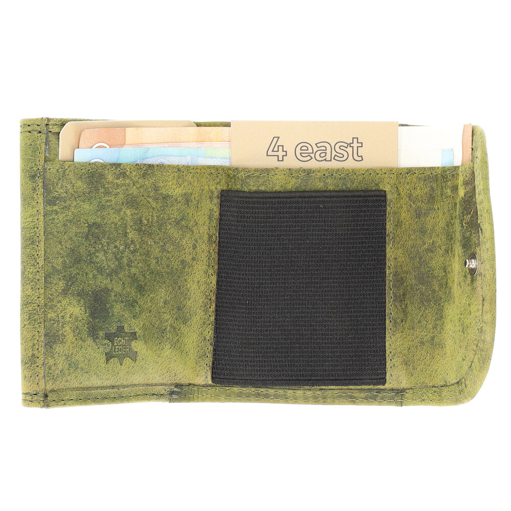 4 East Mini Leather Wallet with Double Flap | Unisex Wallet with RFID | 2 Credit Card Slots, Bill Compartment and Coin Pocket | Two-Fold Olive - Genuine Leather - 9x7x2cm 4 East Mini Leather Wallet with Double Flap | Unisex Wallet with RFID | 2 Credit Card Slots, Bill Compartment and Coin Pocket | Two-Fold Olive - Genuine Leather - 9x7x2cm