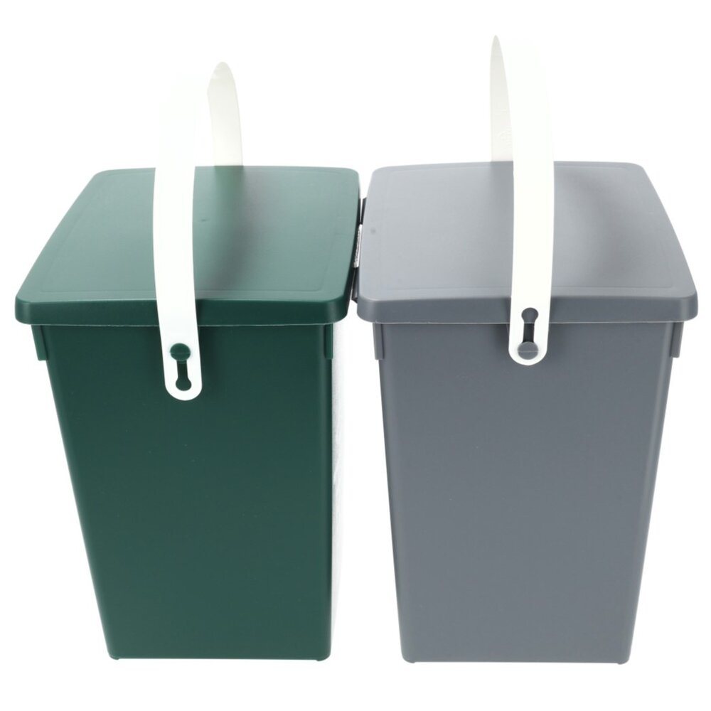 Discountershop Mini Prullenbakken Set van 2 - 4.5 Liter elk | Tafel Prullenbak met Deksel en Handgreep | Bio Recyclebaar Kunststof - Groen en Grijs