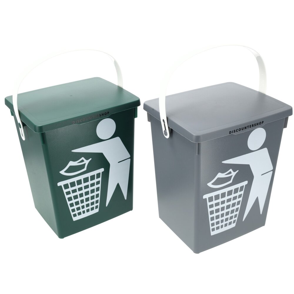 Discountershop Mini Dustbin with Lid & Handle | Set of 2 – 4.5 Liter each | 100% BIO Recyclable Trash Can | Green & Grey Discountershop Mini Dustbin with Lid & Handle | Set of 2 – 4.5 Liter each | 100% BIO Recyclable Trash Can | Green & Grey