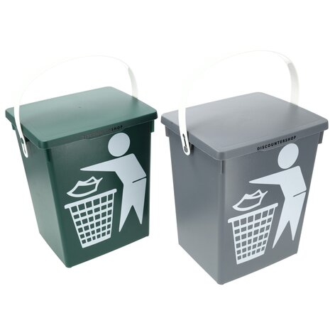 Discountershop Mini Dustbin with Lid & Handle | Set of 2 – 4.5 Liter each | 100% BIO Recyclable Trash Can | Green & Grey Discountershop Mini Dustbin with Lid & Handle | Set of 2 – 4.5 Liter each | 100% BIO Recyclable Trash Can | Green & Grey