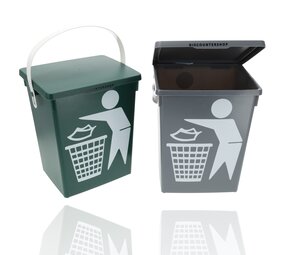 Discountershop Mini Prullenbakken Set van 2 - 4.5 Liter elk | Tafel Prullenbak met Deksel en Handgreep | Bio Recyclebaar Kunststof - Groen en Grijs Discountershop Mini Prullenbakken Set van 2 - 4.5 Liter elk | Tafel Prullenbak met Deksel en Handgreep | Bio Recyclebaar Kunststof - Groen en Grijs
