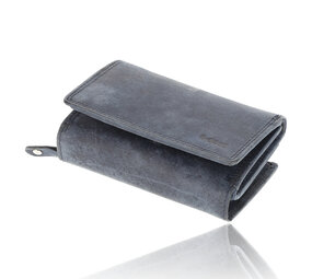 4 East Overslag Portemonnee met RFID | Echt Leren Portemonnee | Dames & Heren | 11 Pasjeshouder | Portefeuille met Rits voor Hem & Haar | 12.5x8.5 cm - Navy