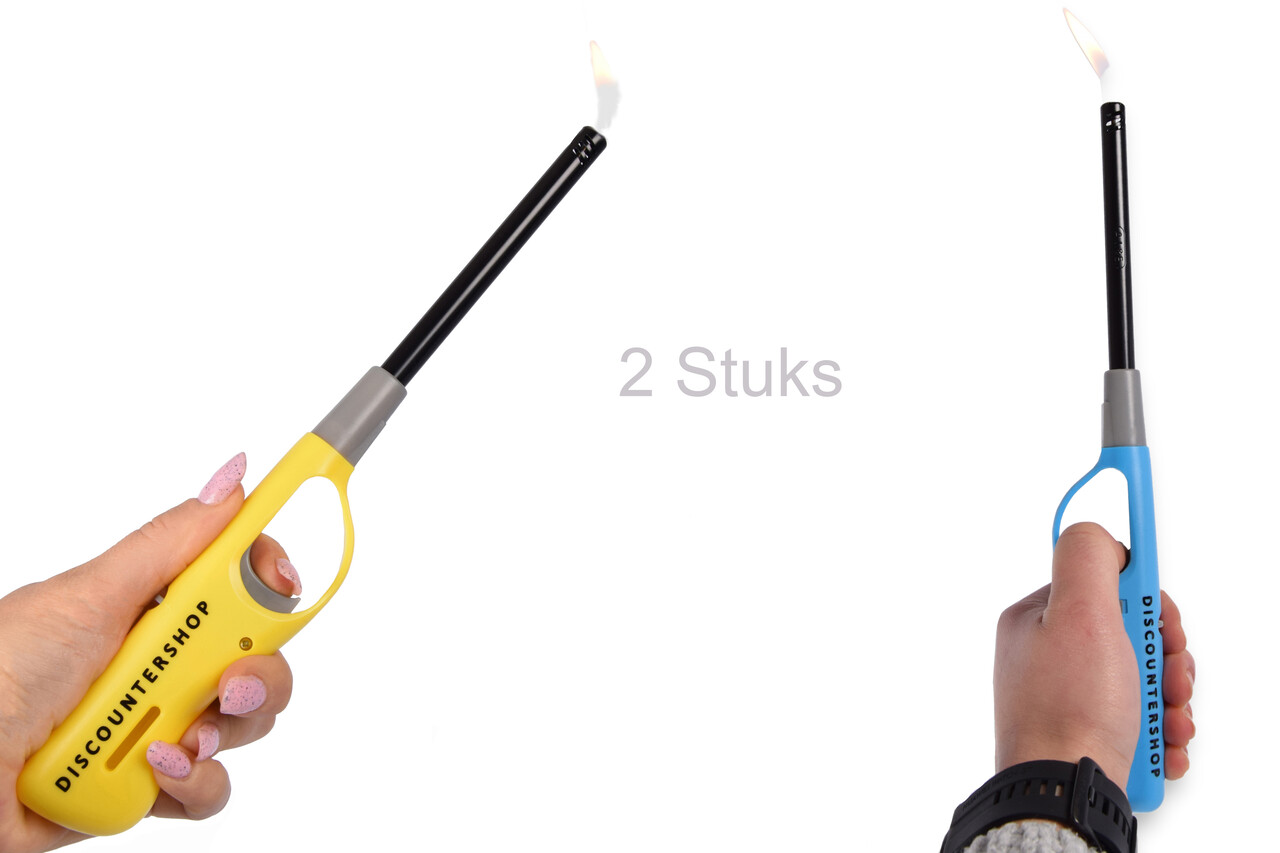 Merkloos Kitchen Lighter Set of 2 - 25 cm Refillable Gas Lighters for BBQ, Candles, Gas Hobs and Camping - Yellow and Blue Merkloos Kitchen Lighter Set of 2 - 25 cm Refillable Gas Lighters for BBQ, Candles, Gas Hobs and Camping - Yellow and Blue