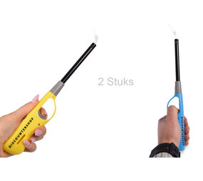 Merkloos Keukenaansteker Set van 2 - Navulbaar met Butaangas - Geel en Blauw Merkloos Keukenaansteker Set van 2 - Navulbaar met Butaangas - Geel en Blauw