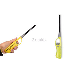 Discountershop Keukenaansteker Set van 2 - Navulbaar met Butaangas - Geel en Groen Discountershop Keukenaansteker Set van 2 - Navulbaar met Butaangas - Geel en Groen