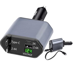 Discountershop Autolader 12V Snellader USB C & Lightning - 4-in-1 Oplader voor iPhone, Apple, Android & Samsung - Universele Autolader met Meerdere Aansluitingen Discountershop Autolader 12V Snellader USB C & Lightning - 4-in-1 Oplader voor iPhone, Apple, Android & Samsung - Universele Autolader met Meerdere Aansluitingen