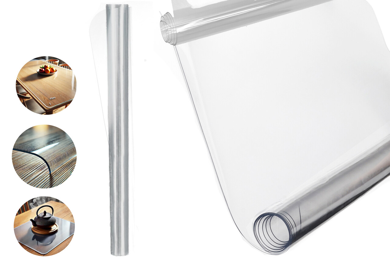 Discountershop Table Protector 120x60 cm - Transparent Clear, Heat Resistant & Anti-Slip - Durable Tablecloth with 1 mm Thickness