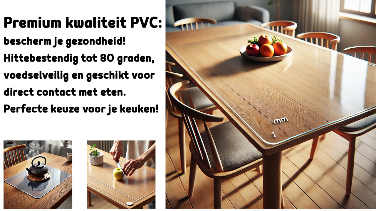 Discountershop Tafelbeschermer 120x60 cm - Transparant Glashelder, Hittebestendig & Antislip - Duurzaam Tafelkleed van 1 mm Dikte