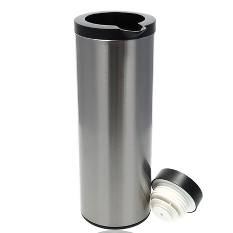 Discountershop Thermos/Thermos Flask Stainless Steel 1L – Airtight and Leak-proof – Double-walled-Wooden Handle – Up to 6 hours warm