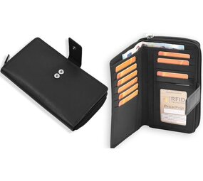 Discountershop Zwarte Leren Portemonnee - Geldbeurs - Portemonnee met Rits voor Dames & Heren - 17x2.5x10.5cm Discountershop Zwarte Leren Portemonnee - Geldbeurs - Portemonnee met Rits voor Dames & Heren - 17x2.5x10.5cm