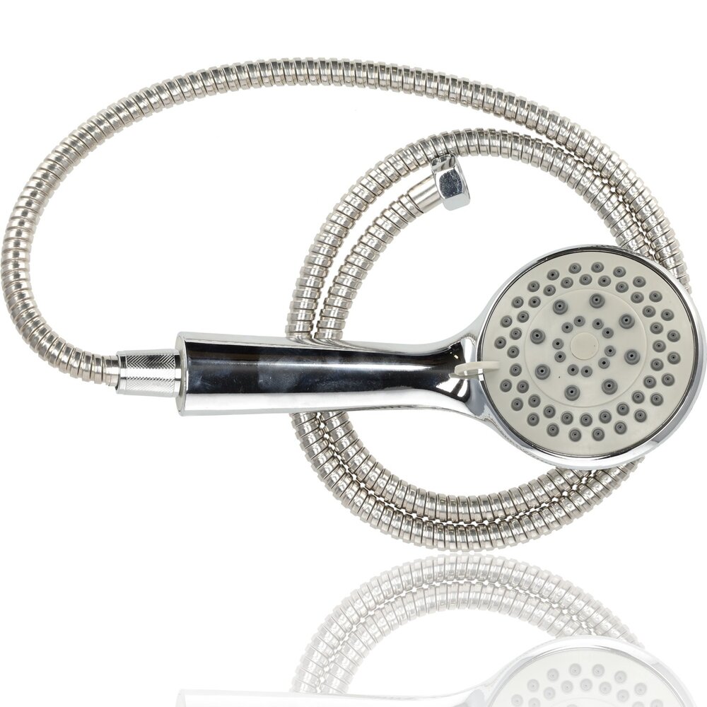 Discountershop Handheld Shower Set | Universal and Water Saving - 5 Spray Functions - Chrome - Anti-Lime | Incl. Shower Pipe & Wall Holder| 10cm Shower Head & 1.5m Shower Pipe with Holder Bracket Discountershop Handheld Shower Set | Universal and Water Saving - 5 Spray Functions - Chrome - Anti-Lime | Incl. Shower Pipe & Wall Holder| 10cm Shower Head & 1.5m Shower Pipe with Holder Bracket
