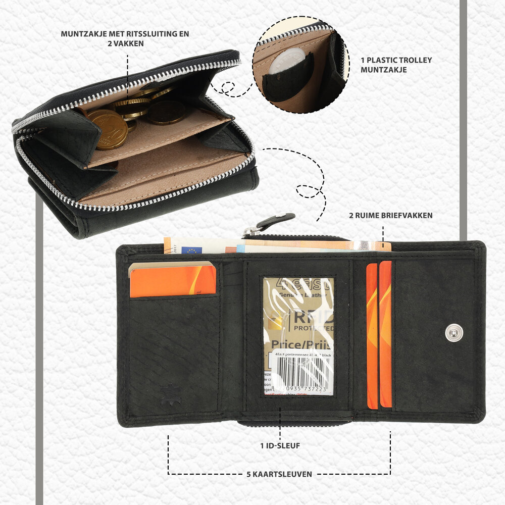 4 East Unisex Top Grain Leather Wallet with RFID Protection | Zipper Coin Pouch Wallet in Genuine Leather | Mini Wallet for Men and Women | Black - 11X9X3cm 4 East Unisex Top Grain Leather Wallet with RFID Protection | Zipper Coin Pouch Wallet in Genuine Leather | Mini Wallet for Men and Women | Black - 11X9X3cm