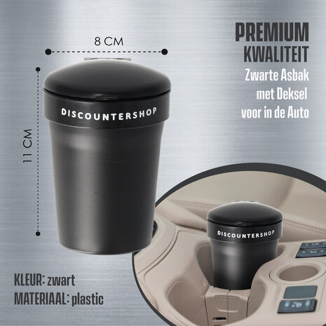 Merkloos Auto asbak / Geurloze Auto Asbak / Met led verlichting / incl"GRATIS BATTERIJ" - Zwart