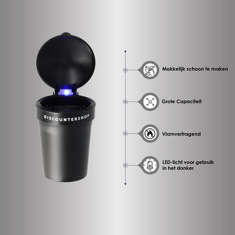 Merkloos Odorless Car Ashtray with LED lighting incl BATTERY - Black Merkloos Odorless Car Ashtray with LED lighting incl BATTERY - Black