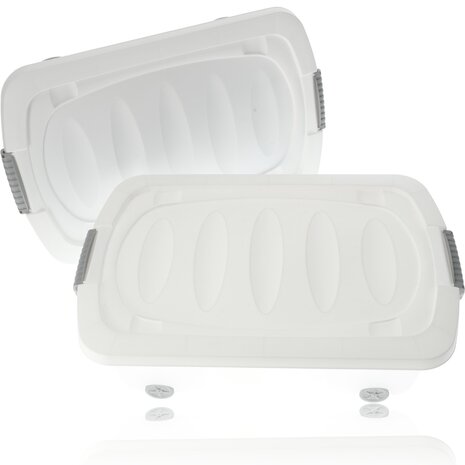 Discountershop Set of 2 Under Bed Boxes 24L - Movable Storage Boxes - Under Bed Storage Bins with Wheels