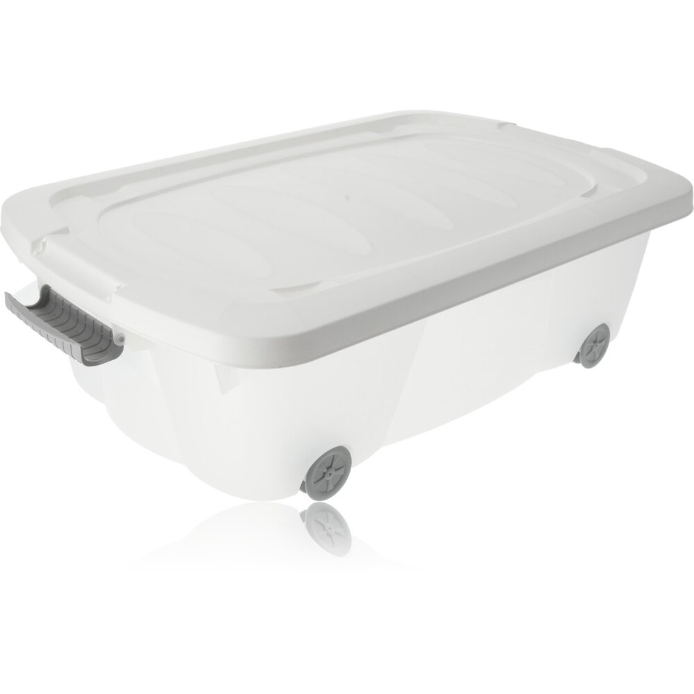 Discountershop Set of 2 Under Bed Boxes 24L - Movable Storage Boxes - Under Bed Storage Bins with Wheels