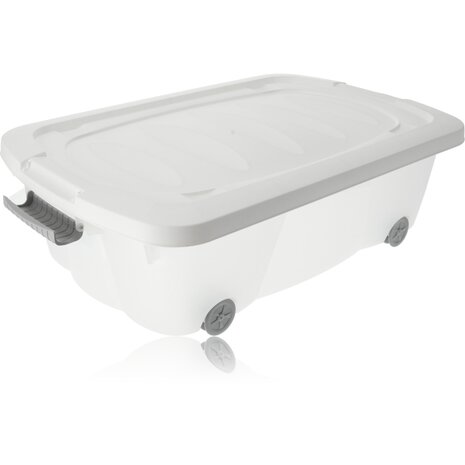 Discountershop Set van 2 Onderbedboxen 24L - Verplaatsbare Opbergboxen - Opbergbakken Onder Bed met Wieltjes