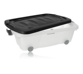 Discountershop Opbergbox Zwart 24L met Deksel - Verijdbare Onderbedbox met Wieltjes - Ideaal voor Thuis, Kantoor & Garage Discountershop Opbergbox Zwart 24L met Deksel - Verijdbare Onderbedbox met Wieltjes - Ideaal voor Thuis, Kantoor & Garage