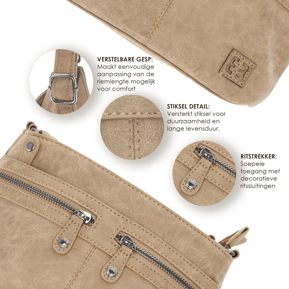 Enrico Benetti Women's Shoulder Bag - Stylish Taupe Crossbody Bag - Bicky Bernard - 21cmx17cmx7cm - Fashionable Women's Bag Enrico Benetti Women's Shoulder Bag - Stylish Taupe Crossbody Bag - Bicky Bernard - 21cmx17cmx7cm - Fashionable Women's Bag