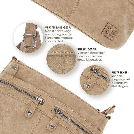 Enrico Benetti Women's Shoulder Bag - Stylish Taupe Crossbody Bag - Bicky Bernard - 21cmx17cmx7cm - Fashionable Women's Bag Enrico Benetti Women's Shoulder Bag - Stylish Taupe Crossbody Bag - Bicky Bernard - 21cmx17cmx7cm - Fashionable Women's Bag