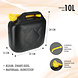 Discountershop Jerrycan 10 Liter Black/Yellow | UN Certified Plastic Fuel Jerry Can with Spout for Diesel & Petrol | Auto Accessories for Outdoor & Motor Use