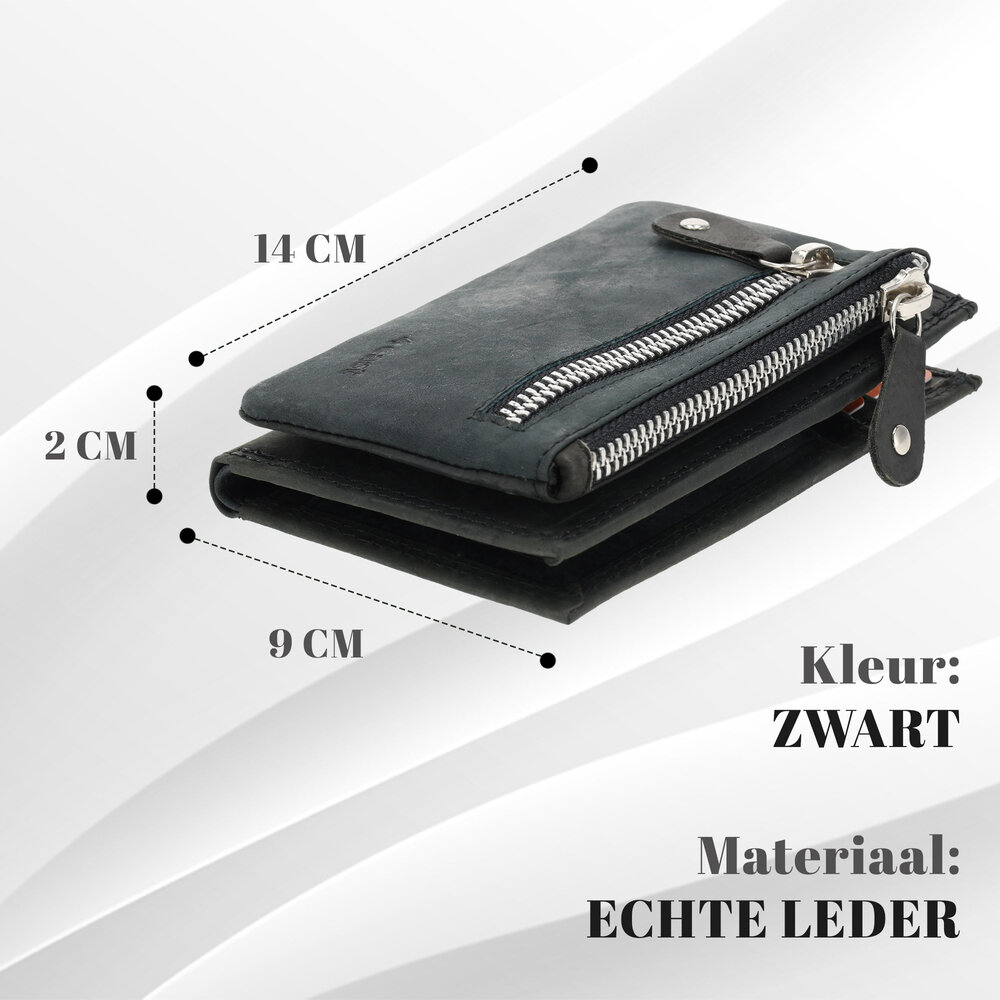 4 East Dames portemonnee met rits | zwart leren portemonnee in echt leer | 14cm x 9cm - 12 kaartsloten - 7 vakken | rfid | ideaal cadeautjes 4 East Dames portemonnee met rits | zwart leren portemonnee in echt leer | 14cm x 9cm - 12 kaartsloten - 7 vakken | rfid | ideaal cadeautjes