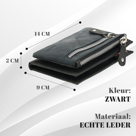 4 East Dames portemonnee met rits | zwart leren portemonnee in echt leer | 14cm x 9cm - 12 kaartsloten - 7 vakken | rfid | ideaal cadeautjes 4 East Dames portemonnee met rits | zwart leren portemonnee in echt leer | 14cm x 9cm - 12 kaartsloten - 7 vakken | rfid | ideaal cadeautjes