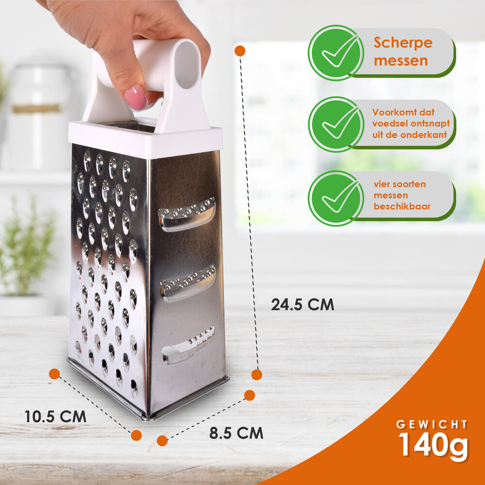 Merkloos Multifunctional Mini Cheese Grater Of Stainless Steel In Silver | Extra Sharp Kitchen Grater For Cheese, Lemon, Vegetables | Compact 10.5cm X 8.5cm X 24.5cm | Ergonomic Handle | Ideal For Both Coarse And Fine Grating Merkloos Multifunctional Mini Cheese Grater Of Stainless Steel In Silver | Extra Sharp Kitchen Grater For Cheese, Lemon, Vegetables | Compact 10.5cm X 8.5cm X 24.5cm | Ergonomic Handle | Ideal For Both Coarse And Fine Grating
