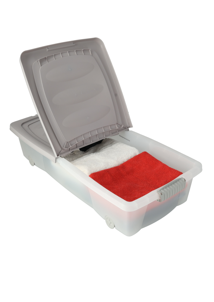 Opbergboxen met Deksel en Wieltjes Donkergrijs- 2 stuks - 79x39x17 cm - Transparant  - Opbergdozen- box Ideaal voor Kleding, Speelgoed Opbergboxen met Deksel en Wieltjes Donkergrijs- 2 stuks - 79x39x17 cm - Transparant  - Opbergdozen- box Ideaal voor Kleding, Speelgoed