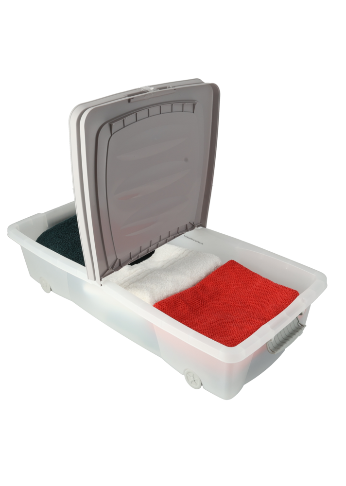 Opbergboxen met Deksel en Wieltjes Donkergrijs- 2 stuks - 79x39x17 cm - Transparant  - Opbergdozen- box Ideaal voor Kleding, Speelgoed Opbergboxen met Deksel en Wieltjes Donkergrijs- 2 stuks - 79x39x17 cm - Transparant  - Opbergdozen- box Ideaal voor Kleding, Speelgoed