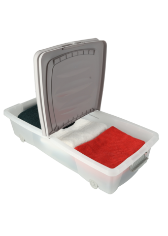 Opbergboxen met Deksel en Wieltjes Donkergrijs- 2 stuks - 79x39x17 cm - Transparant  - Opbergdozen- box Ideaal voor Kleding, Speelgoed Opbergboxen met Deksel en Wieltjes Donkergrijs- 2 stuks - 79x39x17 cm - Transparant  - Opbergdozen- box Ideaal voor Kleding, Speelgoed