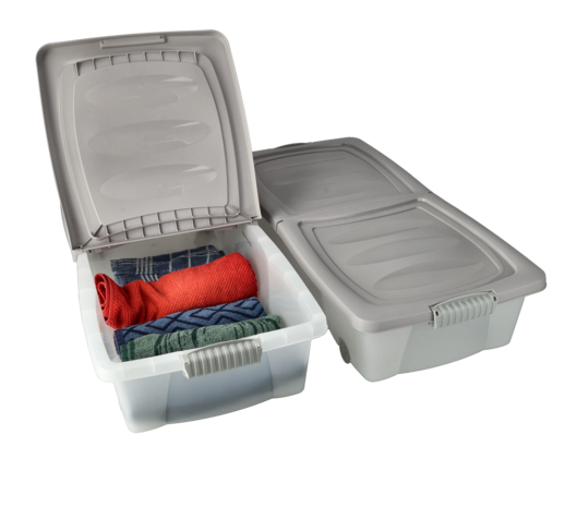 Opbergboxen met Deksel en Wieltjes Donkergrijs- 2 stuks - 79x39x17 cm - Transparant  - Opbergdozen- box Ideaal voor Kleding, Speelgoed Opbergboxen met Deksel en Wieltjes Donkergrijs- 2 stuks - 79x39x17 cm - Transparant  - Opbergdozen- box Ideaal voor Kleding, Speelgoed