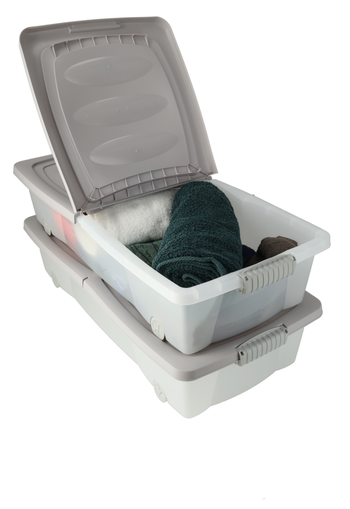 Opbergboxen met Deksel en Wieltjes Donkergrijs- 2 stuks - 79x39x17 cm - Transparant  - Opbergdozen- box Ideaal voor Kleding, Speelgoed Opbergboxen met Deksel en Wieltjes Donkergrijs- 2 stuks - 79x39x17 cm - Transparant  - Opbergdozen- box Ideaal voor Kleding, Speelgoed