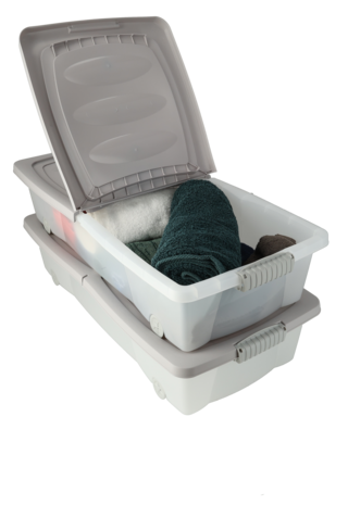 Opbergboxen met Deksel en Wieltjes Donkergrijs- 2 stuks - 79x39x17 cm - Transparant  - Opbergdozen- box Ideaal voor Kleding, Speelgoed Opbergboxen met Deksel en Wieltjes Donkergrijs- 2 stuks - 79x39x17 cm - Transparant  - Opbergdozen- box Ideaal voor Kleding, Speelgoed