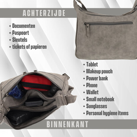 Bicky Bernard Bicky Bernard Omhang Schoudertas Ritsvakjes Trendy Tas grijs - Mid-Grey - Schoudertas dames Bicky Bernard Bicky Bernard Omhang Schoudertas Ritsvakjes Trendy Tas grijs - Mid-Grey - Schoudertas dames