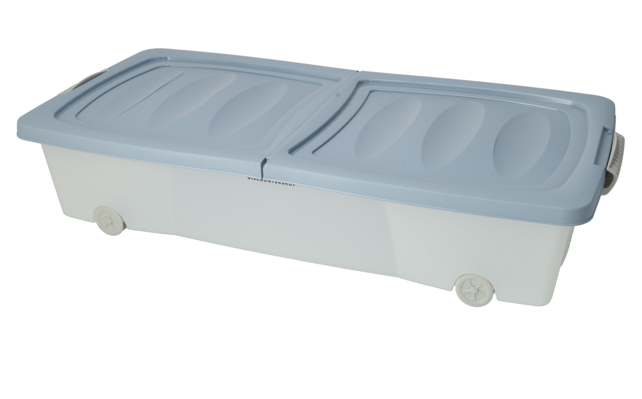 Opbergbox met Deksel 79x39x17 cm - Blauw - Met Wieltjes en Druksluiting - Ideaal voor Opslag in Huis of Kantoor Opbergbox met Deksel 79x39x17 cm - Blauw - Met Wieltjes en Druksluiting - Ideaal voor Opslag in Huis of Kantoor