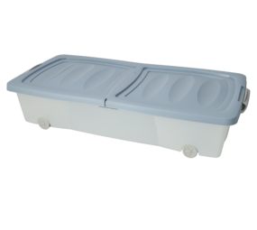 Storage Box with Lid 79x39x17 cm - Blue - with Wheels and Snap Closure - Ideal for Storage in Home or Office Storage Box with Lid 79x39x17 cm - Blue - with Wheels and Snap Closure - Ideal for Storage in Home or Office