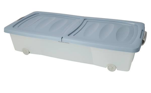 Opbergbox met Deksel 79x39x17 cm - Blauw - Met Wieltjes en Druksluiting - Ideaal voor Opslag in Huis of Kantoor Opbergbox met Deksel 79x39x17 cm - Blauw - Met Wieltjes en Druksluiting - Ideaal voor Opslag in Huis of Kantoor