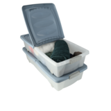 Storage Boxes with Lid and Wheels - Set of 2 - Underbed Box 79x39x17 cm - Blue Storage Box for Clothes, Toys Storage Boxes with Lid and Wheels - Set of 2 - Underbed Box 79x39x17 cm - Blue Storage Box for Clothes, Toys