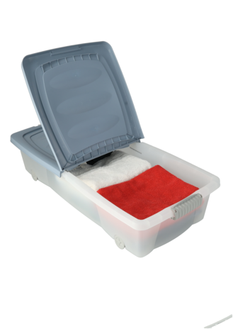 Opbergboxen met Deksel en Wieltjes- Set van 2 - Onderbedbox 79x39x17 cm - Blauwe Opslagbox voor Kleding, Speelgoed Opbergboxen met Deksel en Wieltjes- Set van 2 - Onderbedbox 79x39x17 cm - Blauwe Opslagbox voor Kleding, Speelgoed