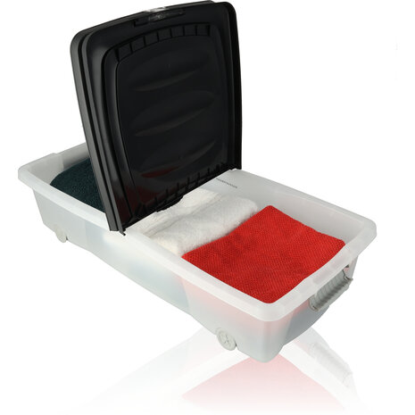 Discountershop 2x Opbergbox - Onderbedbox 32 L zwart 80 x 40 x 17 cm- deksel met clipsluiting Discountershop 2x Opbergbox - Onderbedbox 32 L zwart 80 x 40 x 17 cm- deksel met clipsluiting
